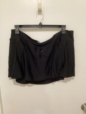 Kona Sol Black Swim Skirt Bikini Bottom 24W 26W Plus Size